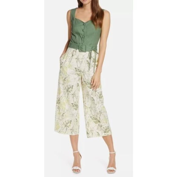 Anthropologie Gal Meets Glam Rachel Button-Front Jumpsuit Sz. 2 - Picture 1 of 8